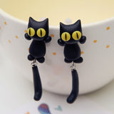 Handmade Polymer Clay Yellow Eyes Cat