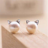 Cute Cat Earring Fashion Wedding Pearl Jewelry